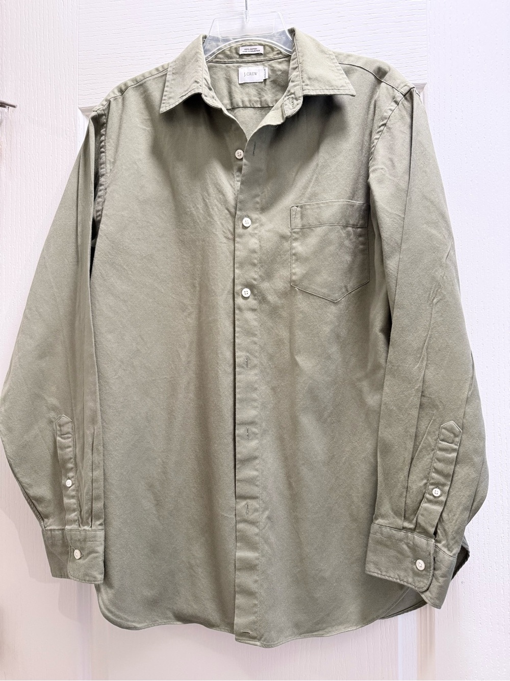 J. Crew Men's Button-Down Shirt in Olive Green